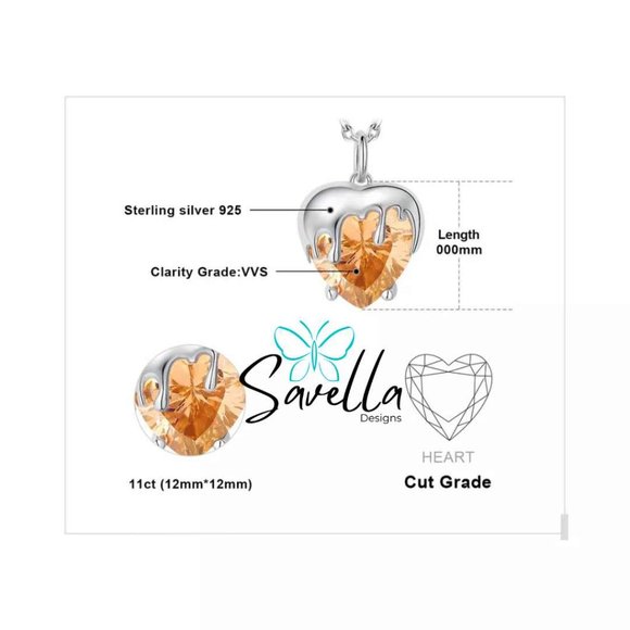 "BEE MY HONEY" SOLID STERLING 925 SILVER CITRINE PENDANT & CHAIN - Picture 5 of 6